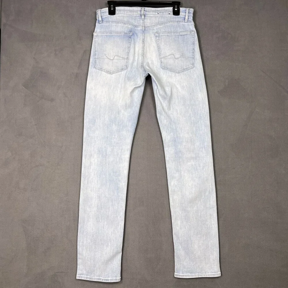 7 For All Mankind Mens Slimmy Slim Straight Leg Stretch Jeans Light Wash 7T00106